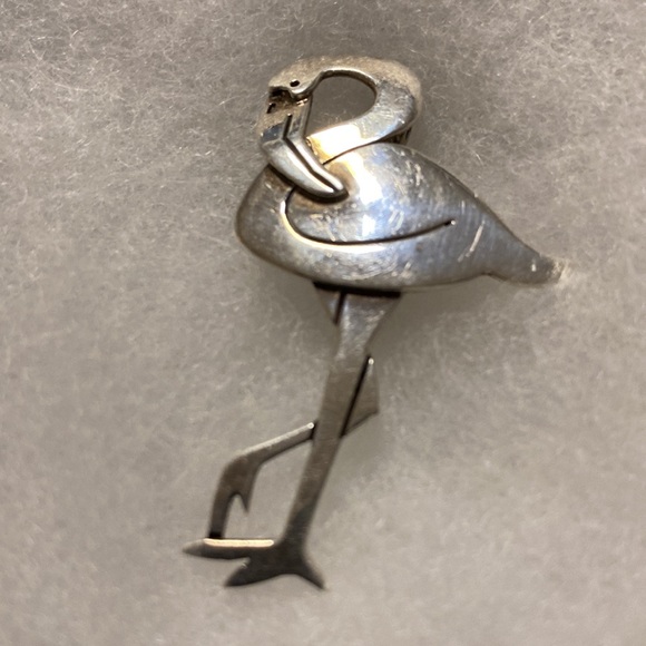 Sterling Silver Flamingo Brooch - Picture 3 of 4